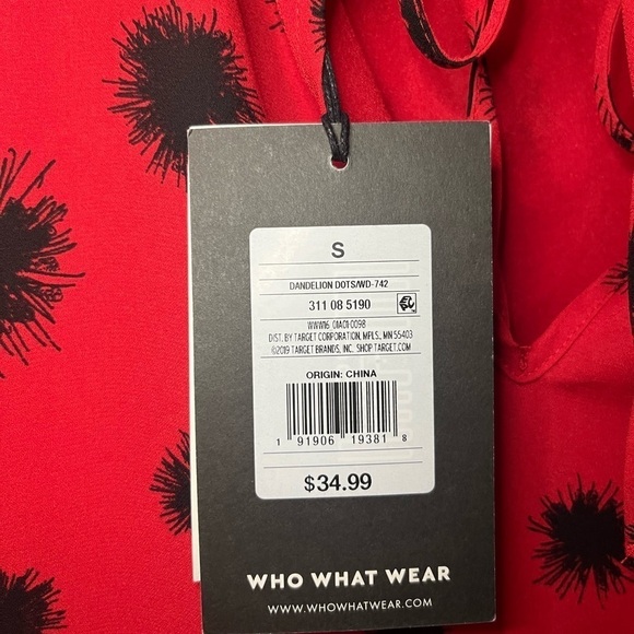 NWT Who What Wear Red Dandelion Dot Dress Size S - Picture 6 of 12